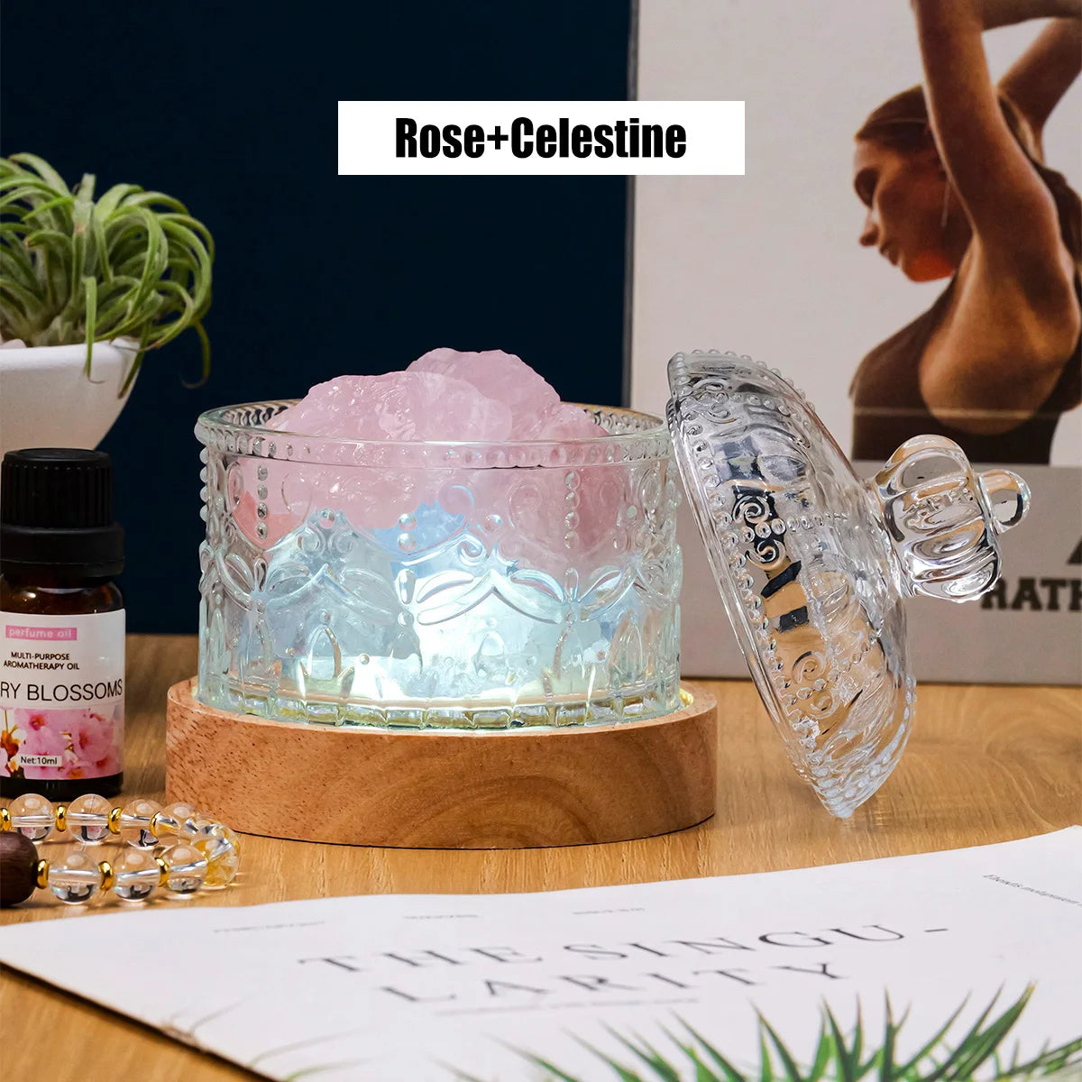 Natural Stone Crystal Set Box Bedside Table Ornaments Gift