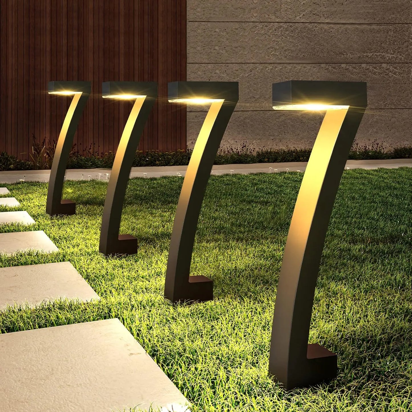 Solar Pathway Lights Outdoor Garden Auto On Off Six Pack