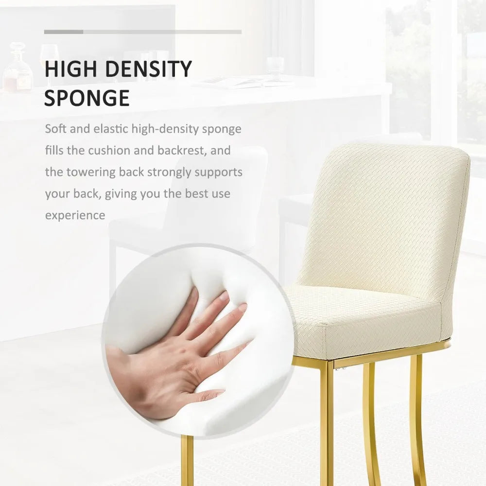 Bar Stools Set 4 Leather With Metal Frame Kitchen Modern