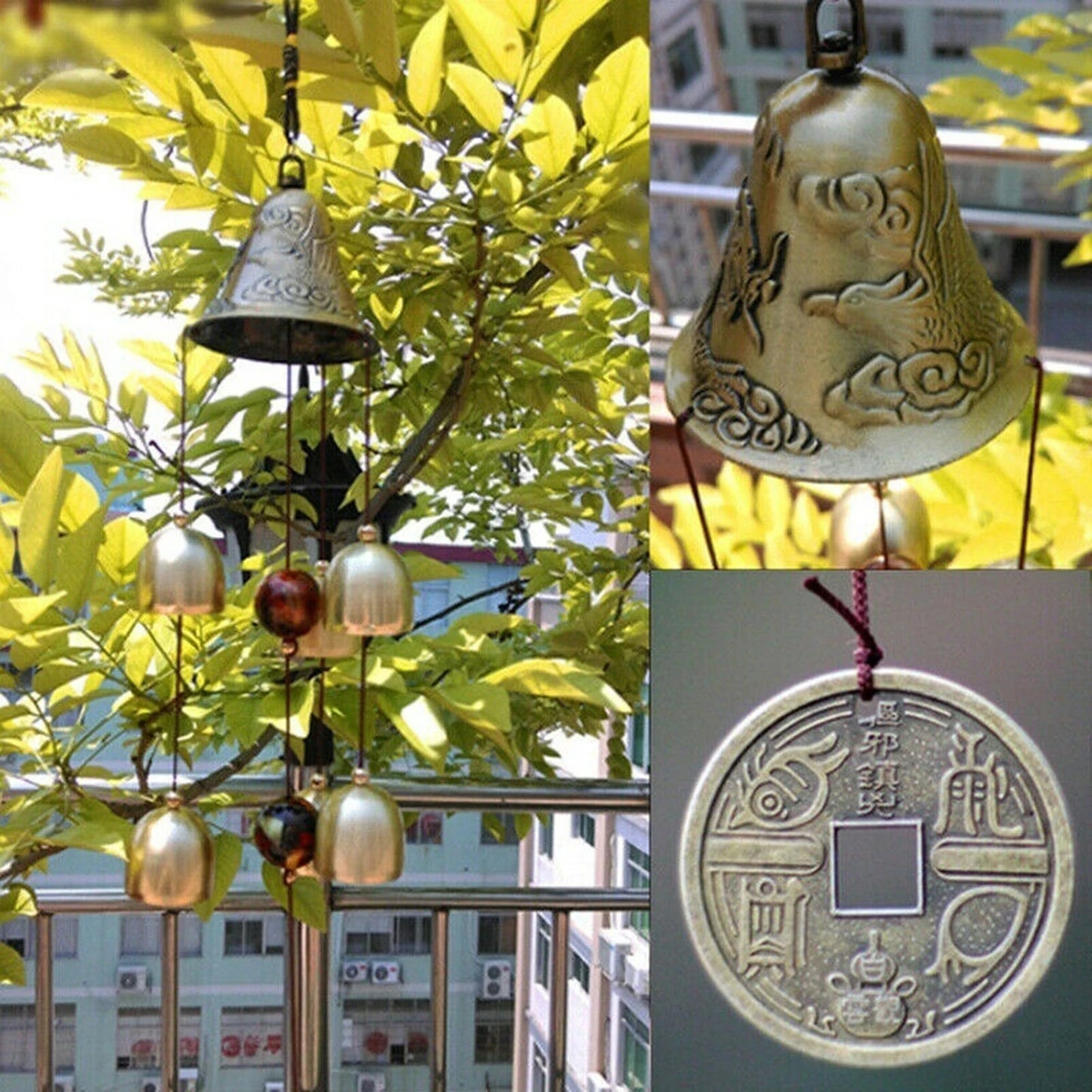 Xiangyanghua 6 Copper Bells Wind Chimes Outdoor Metal Garden Decor
