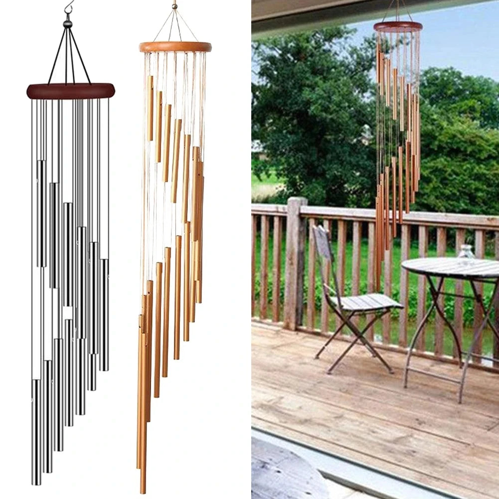 Aluminum Alloy Wind Chimes 12 Tubes With Hook For Outdoor Decor