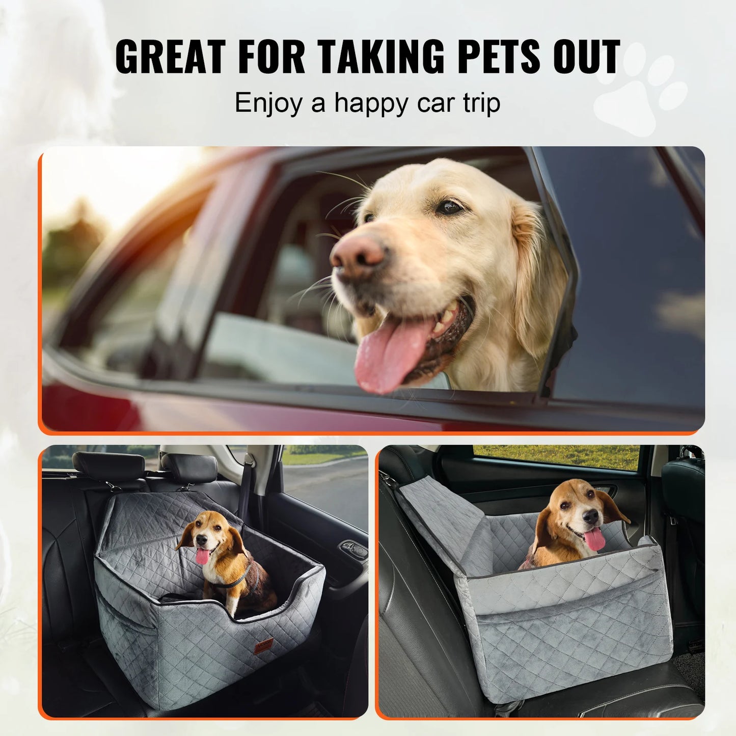 VEVOR Dog Booster Seat with Storage Pocket for Car Travel