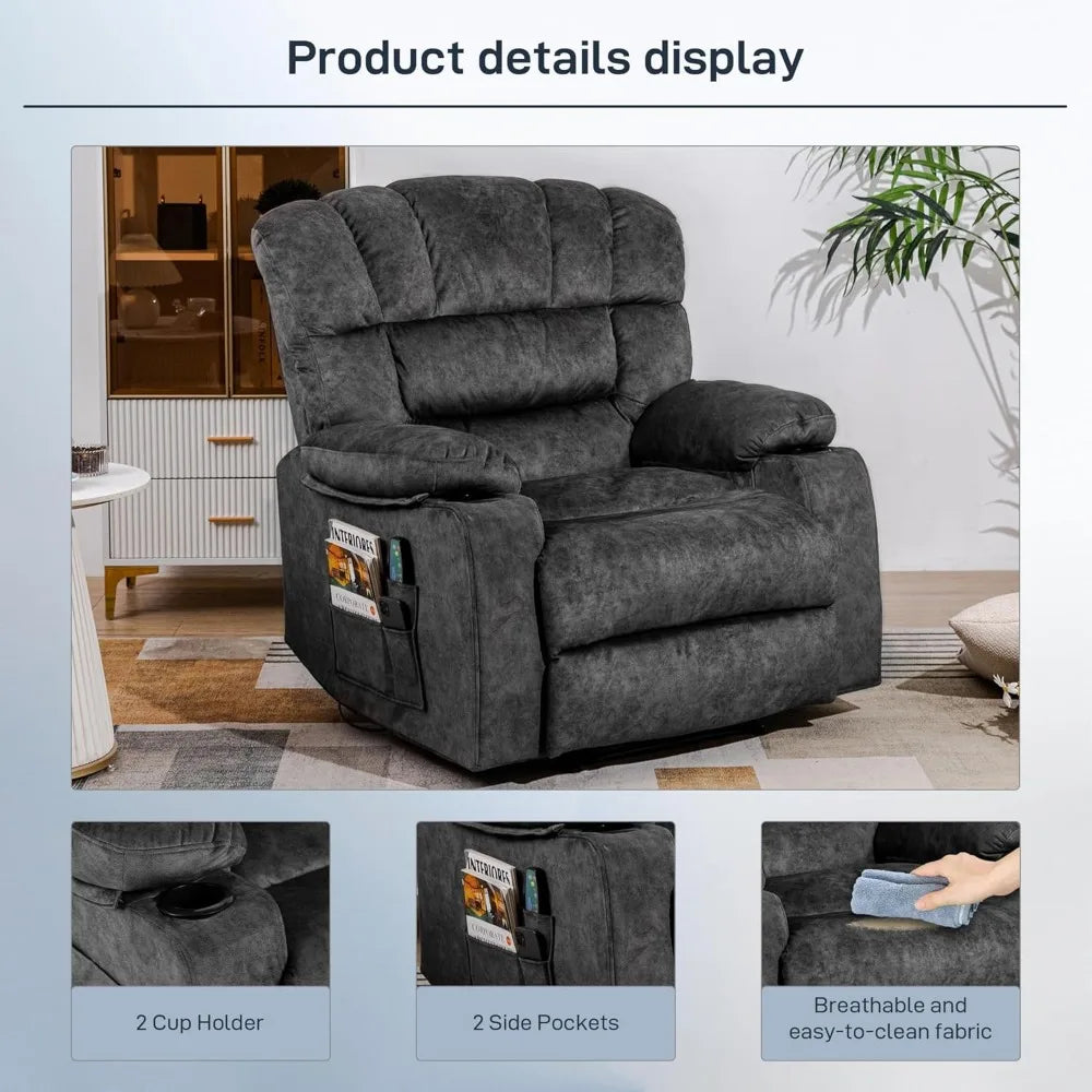 Modern Ergonomic Recliner Chair With Foam Filling Cupholders