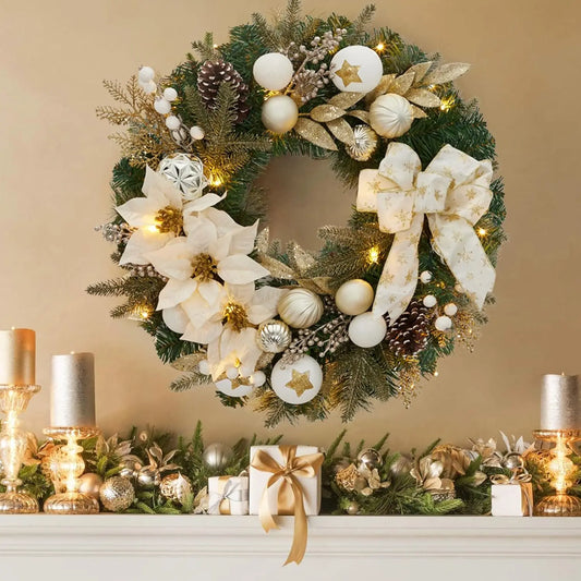 Lighted Christmas Wreath with Timer Prelit Indoor Decor