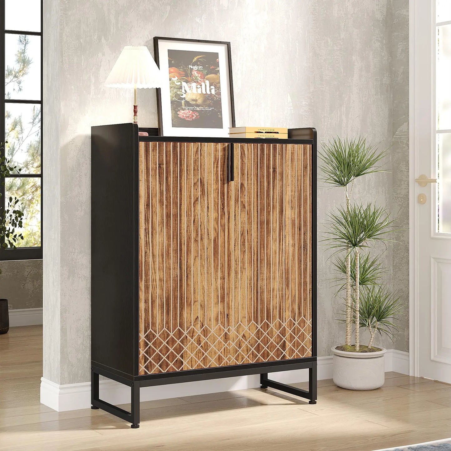 Tribesigns Five-Tier Shoe Cabinet With Doors For Bedroom Hallway