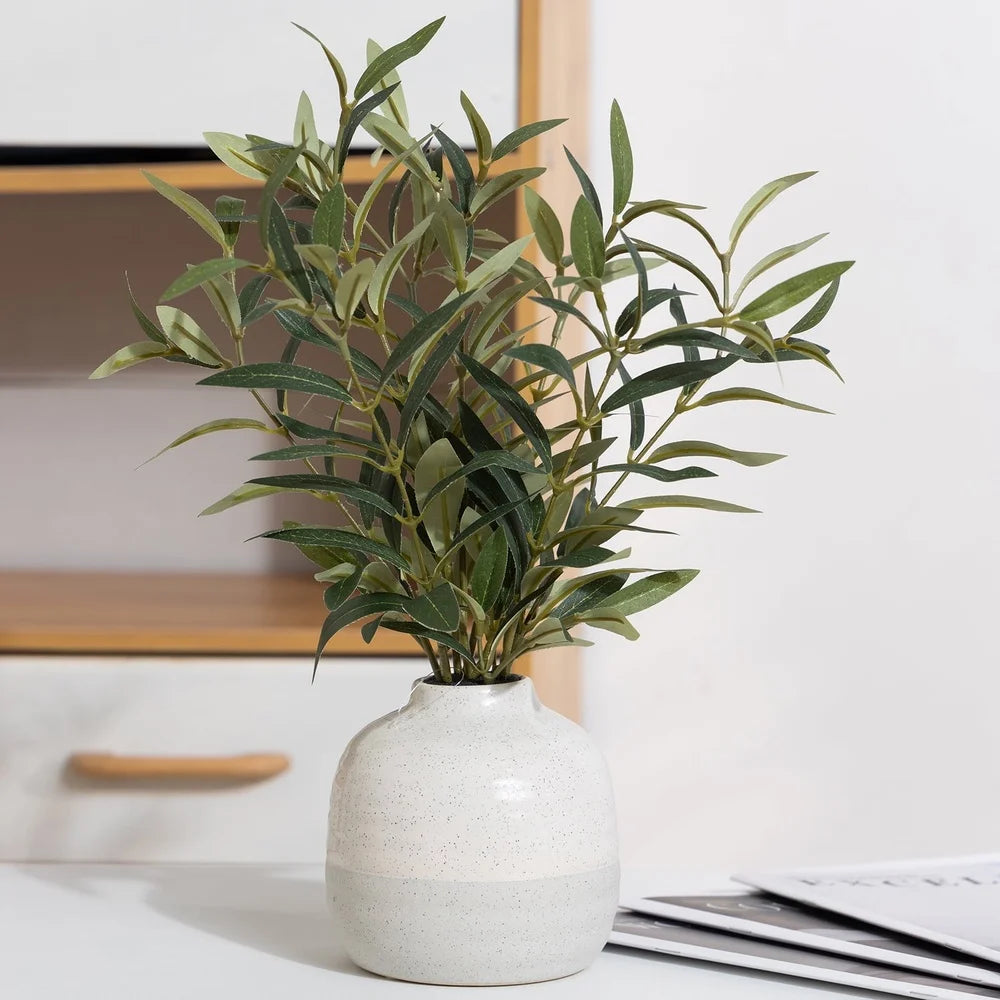 Artificial Olive Plant In Ceramic Vase Tabletop Decor