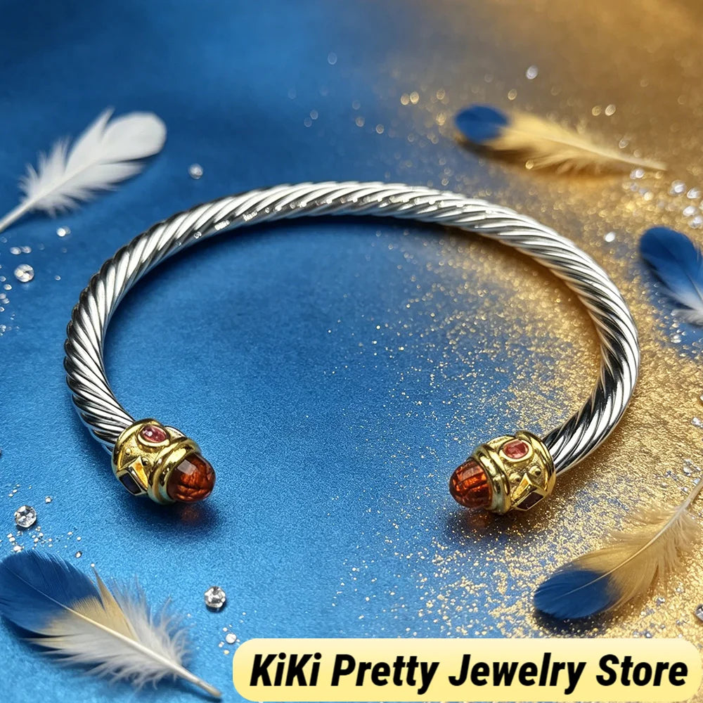 Sterling Silver Zircon Bracelet For Lovers With Elegant Design