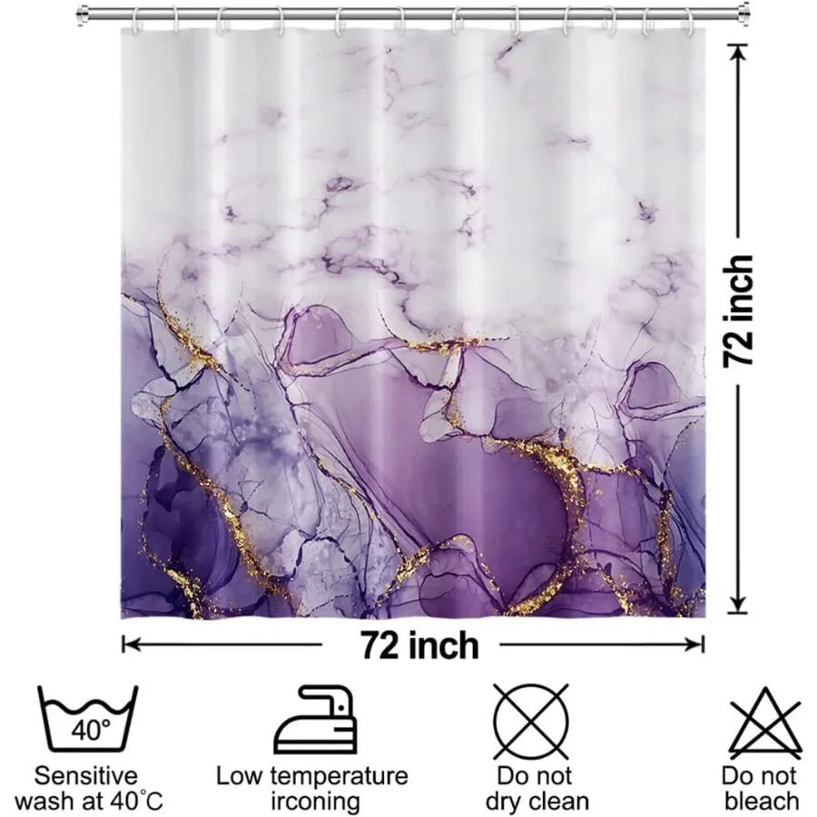 Abstract Marble Shower Curtain Waterproof Polyester For Modern Bathroom