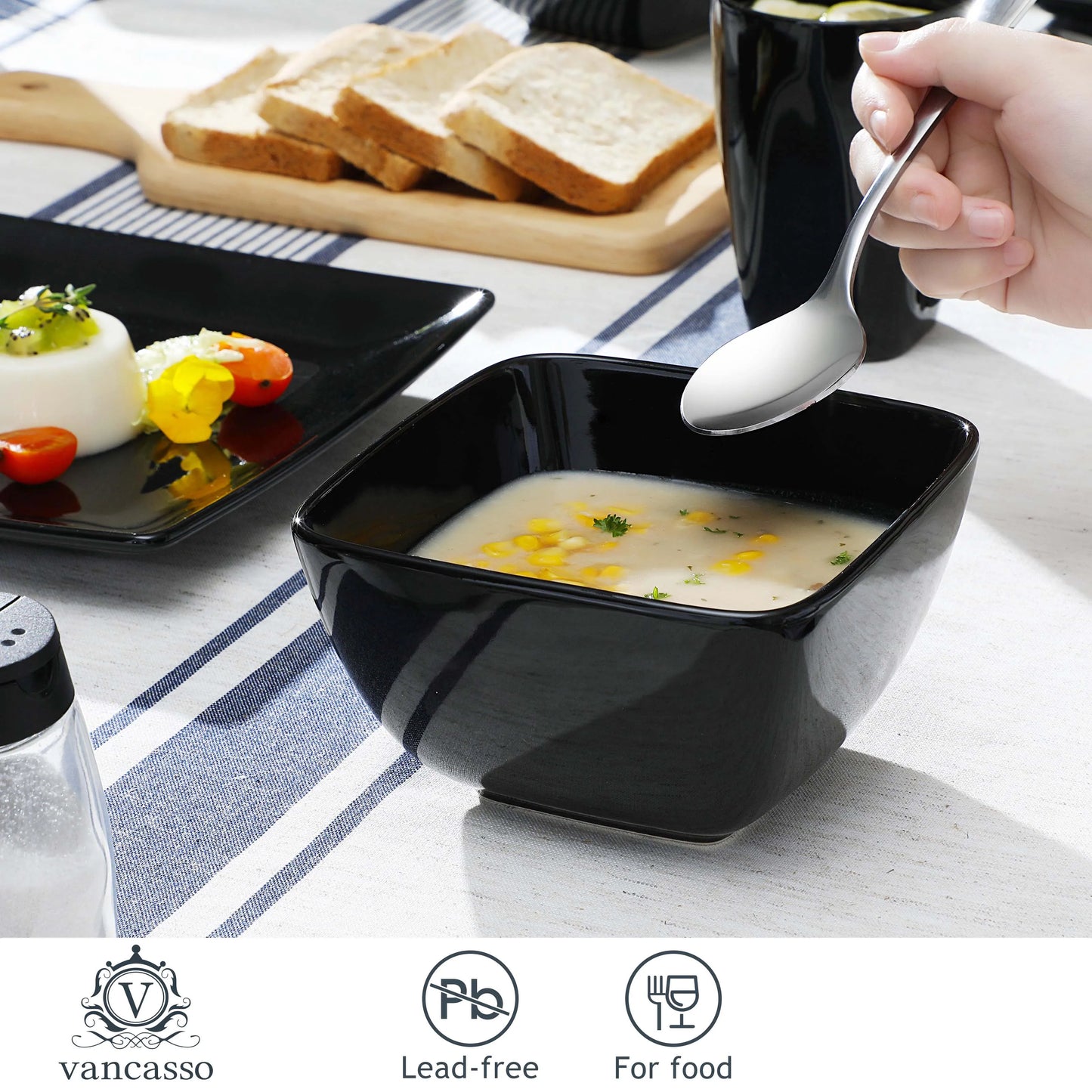 Vancasso Soho Porcelain Dinnerware Set Square Plates Mugs