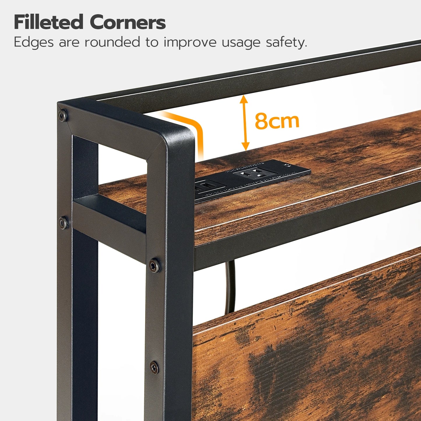 Headboard With Outlets And USB Ports Adjustable Height