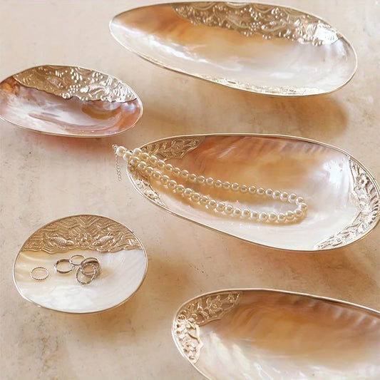 Handmade Retro Shell Tray Jewelry Dish Mother Of Pearl Ornament