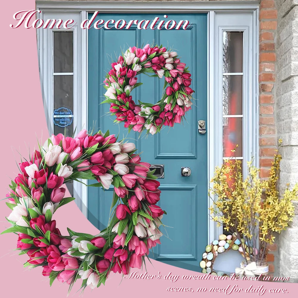 Tulip Flower Wreath For Front Door Valentine And Mothers Day