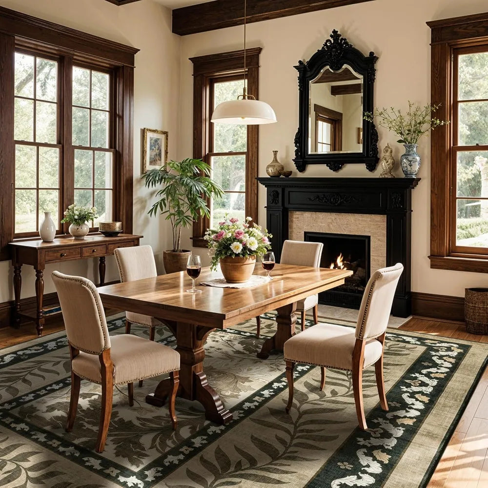 Washable Floral Area Rug With Stain Resistant Backing