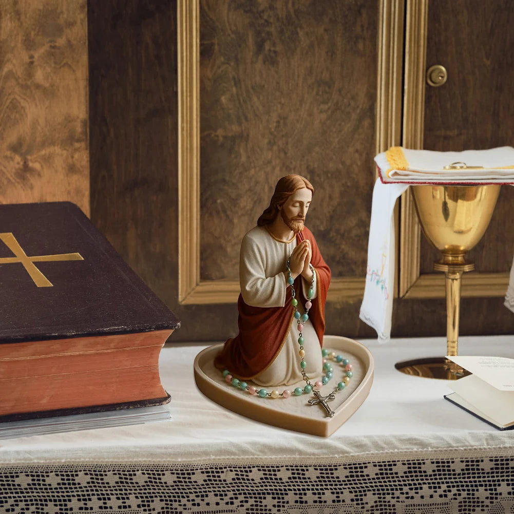 Virgin Mary Rosary Holder Statue Resin Our Lady Prayer Box