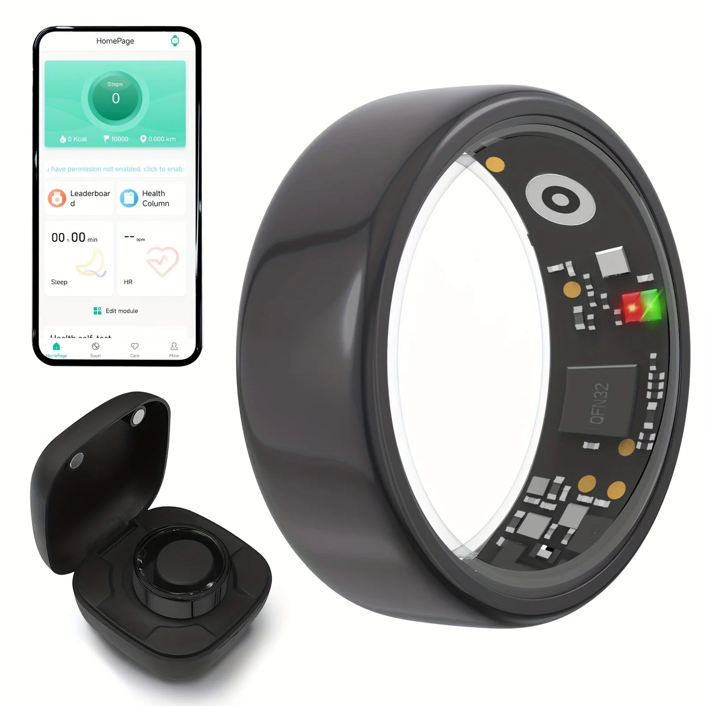 Smart Ring Health Tracker With Heart Rate SpO2 Temperature