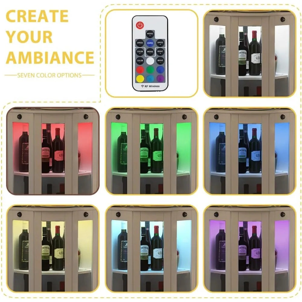 Corner Wine Cabinet With Lockable Glass Door And Led Lighting