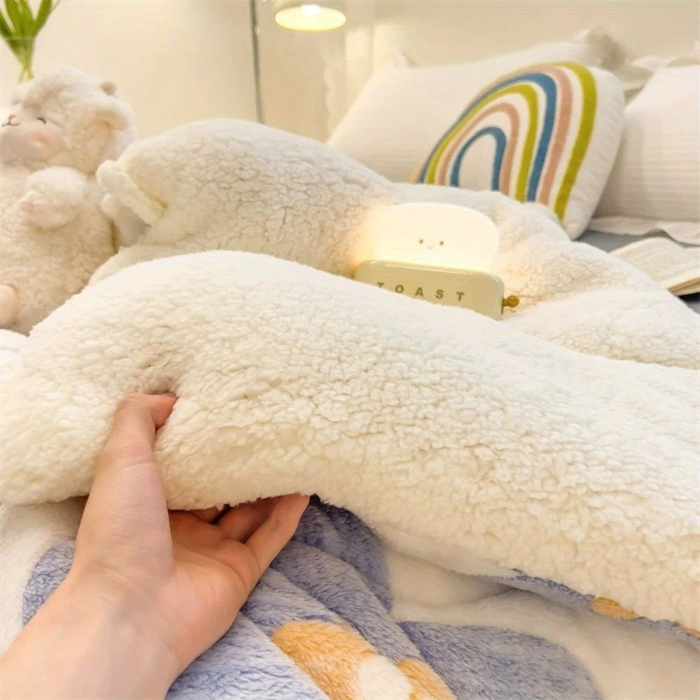 All Season Thickened Wool Sherpa Quilt Set With Pillowcases