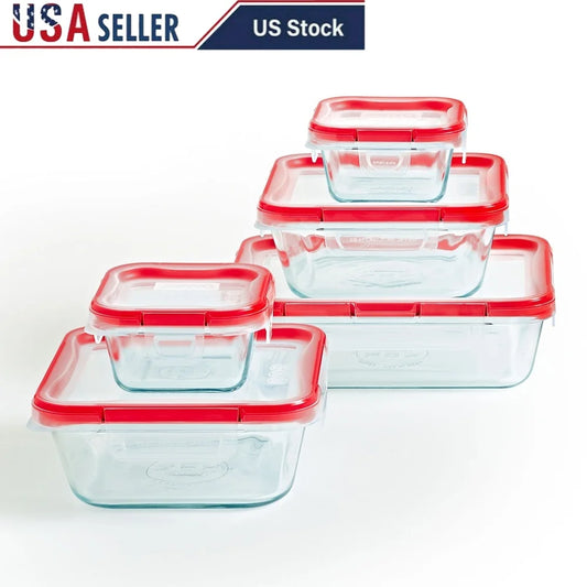 Airtight Glass Food Storage Set Leak Proof Microwave Safe