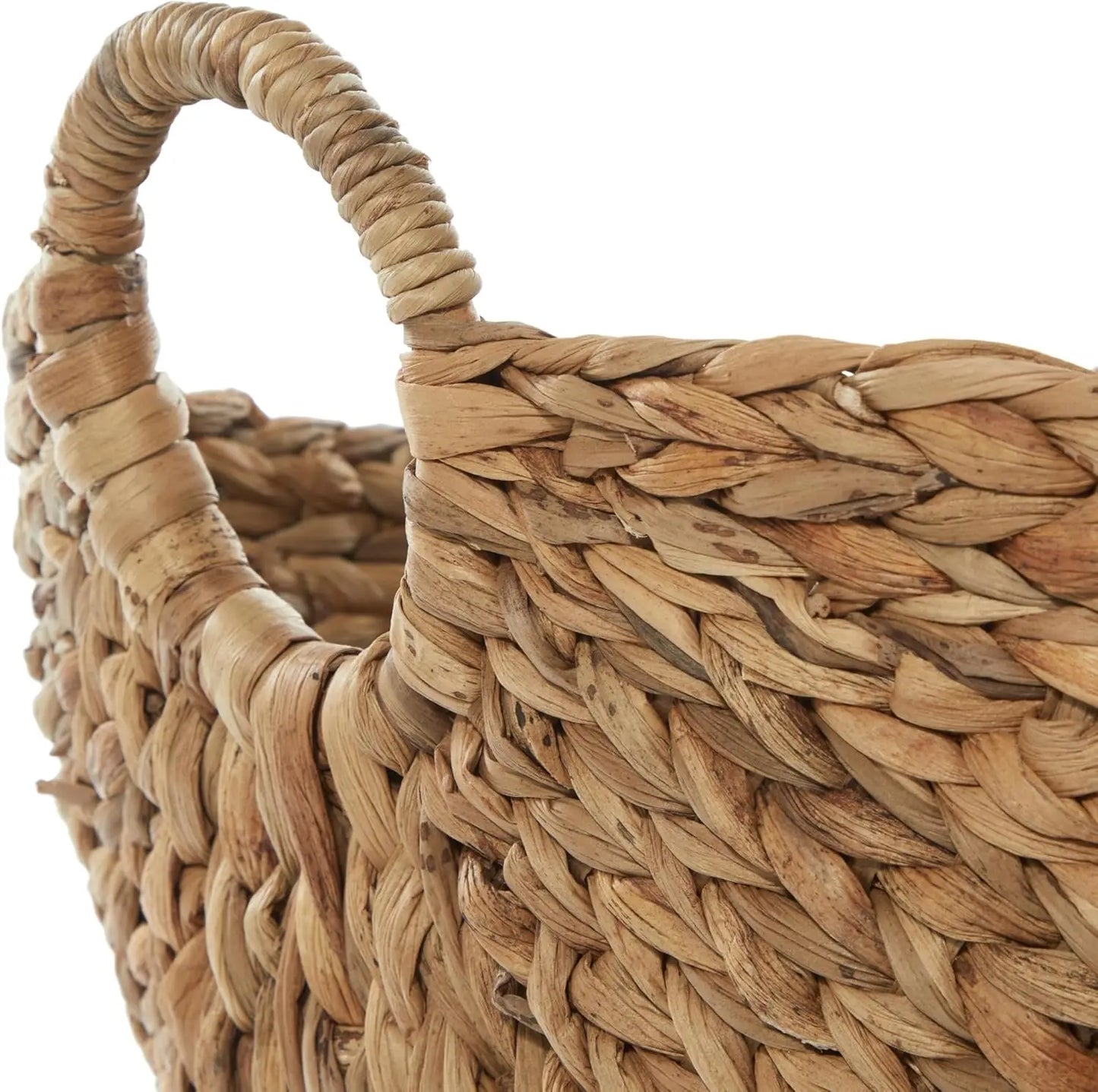 Seagrass Handmade Decorative and Functional Storage Basket Large Woven Basket Organizer with Ring Handles,