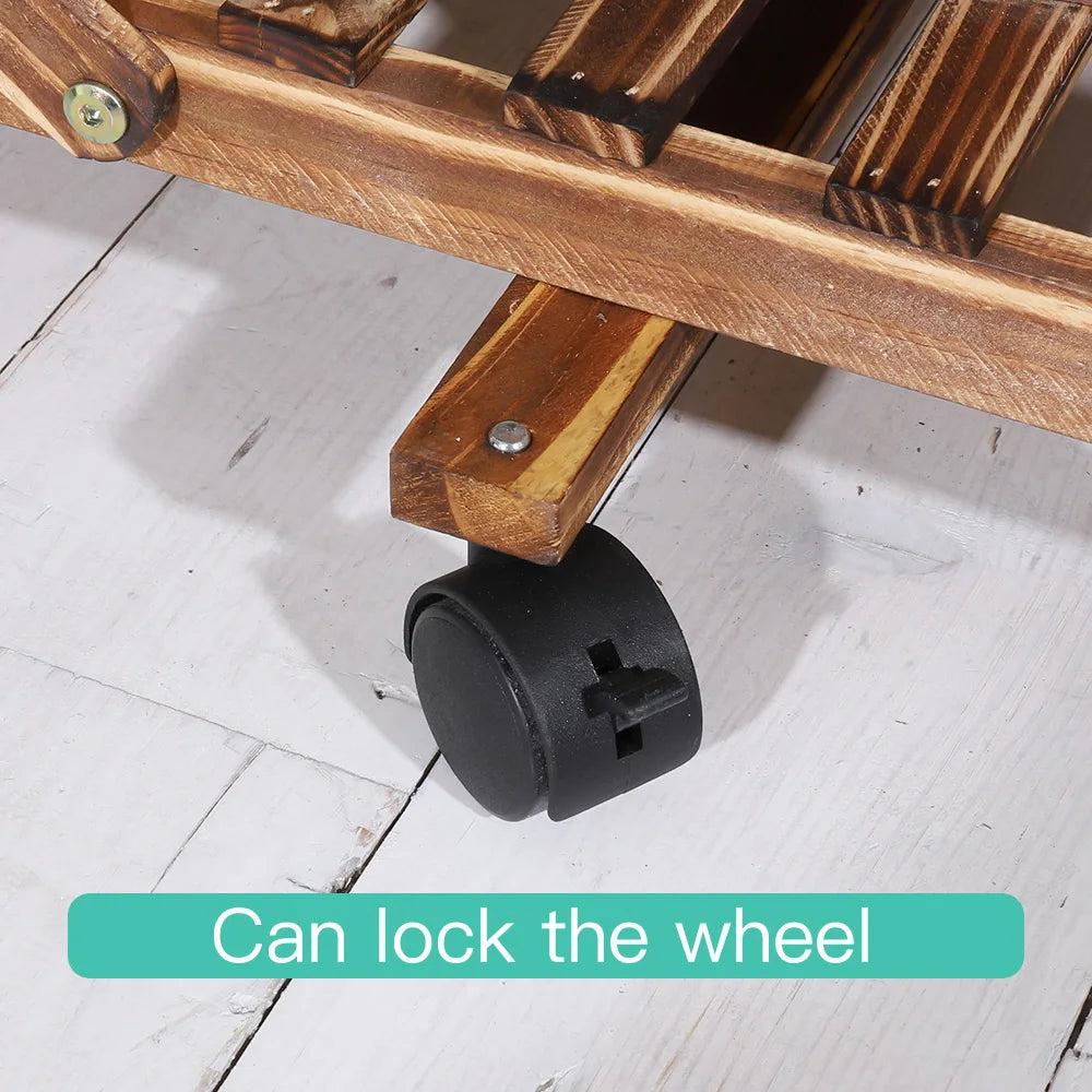 Wisfor Multi Layer Wood Plant Stand With Wheels Indoor Outdoor