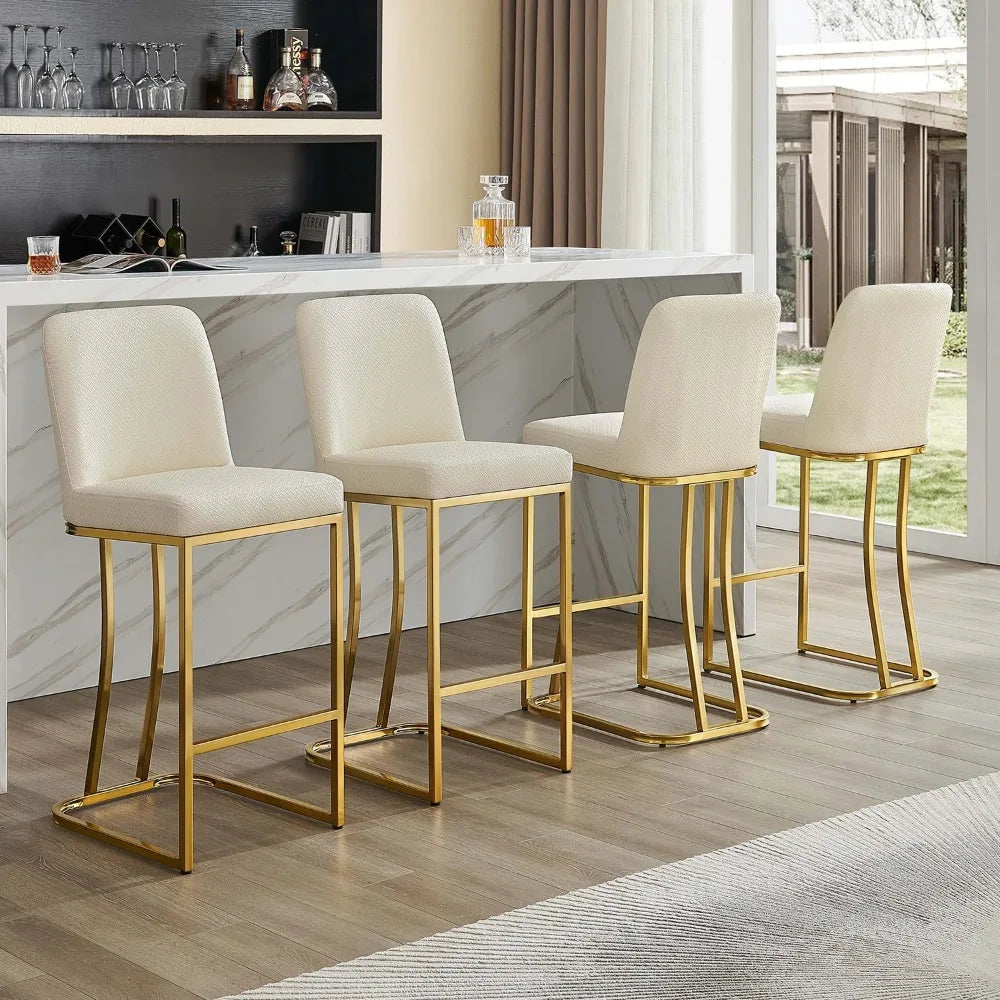 Bar Stools Set 4 Leather With Metal Frame Kitchen Modern