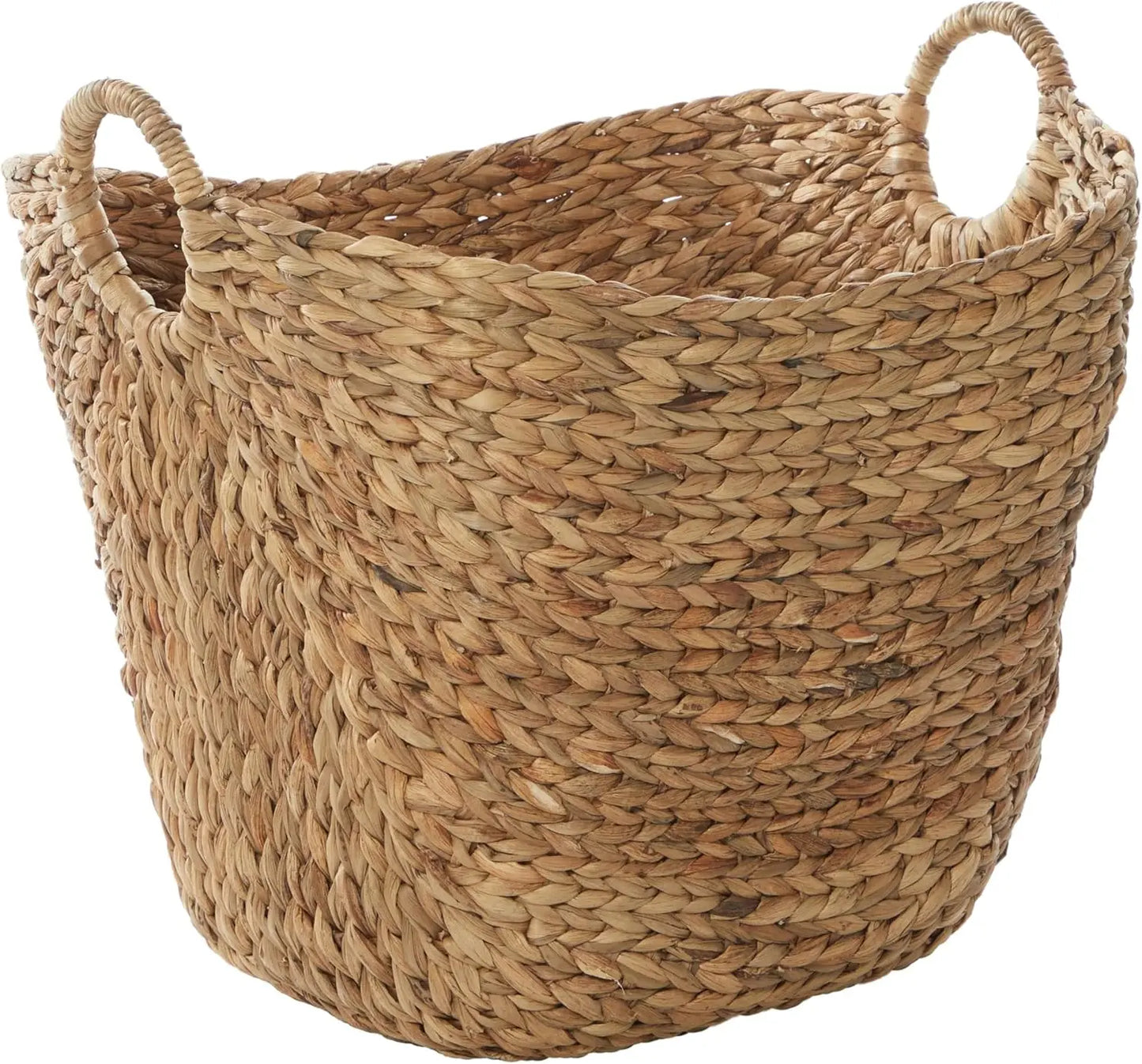 Seagrass Handmade Decorative and Functional Storage Basket Large Woven Basket Organizer with Ring Handles,