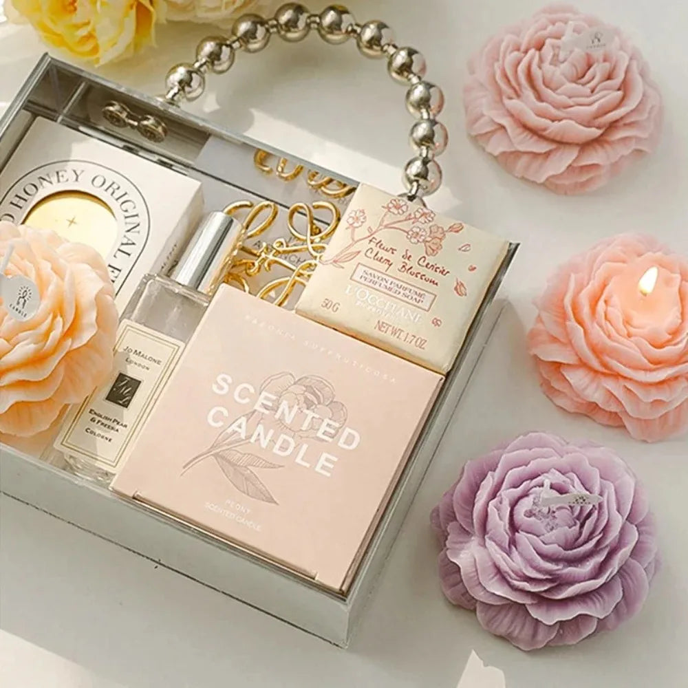 3D Peony Aromatherapy Candle Creative Flower Shape Wedding Decor Gift