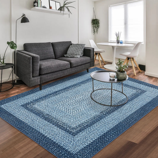 Braided Geometric Area Rug for Living Room and Bedroom