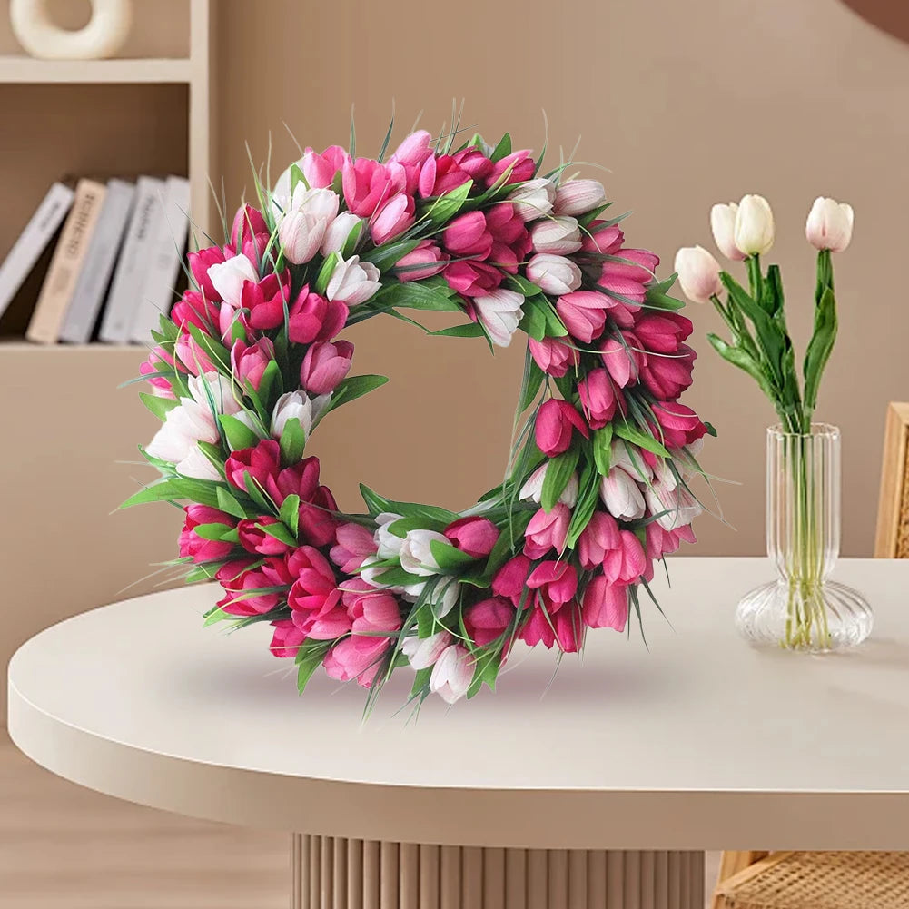 Tulip Flower Wreath For Front Door Valentine And Mothers Day