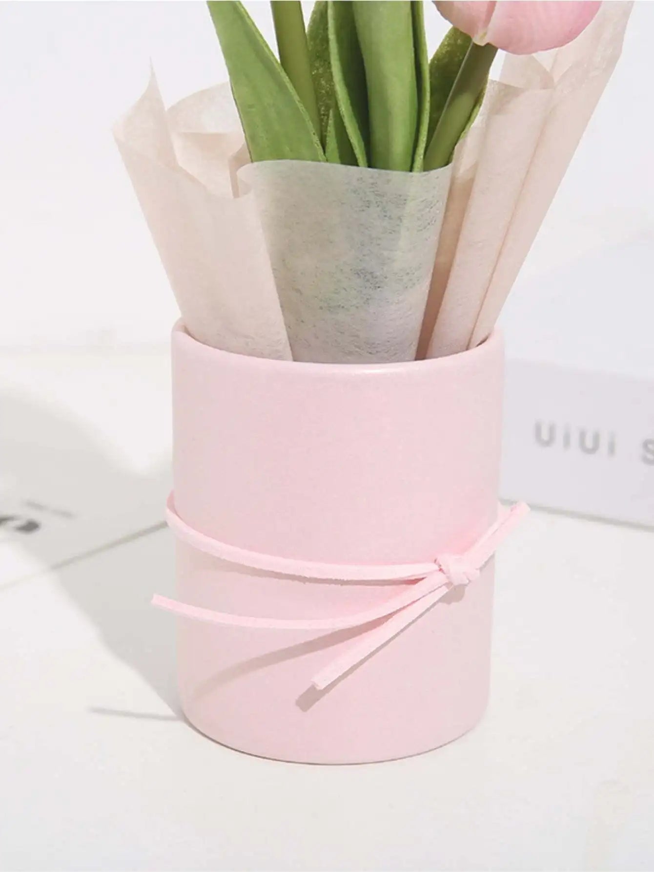 Tulip Hug Bucket Bouquet Set Gift For Mom Home Decor