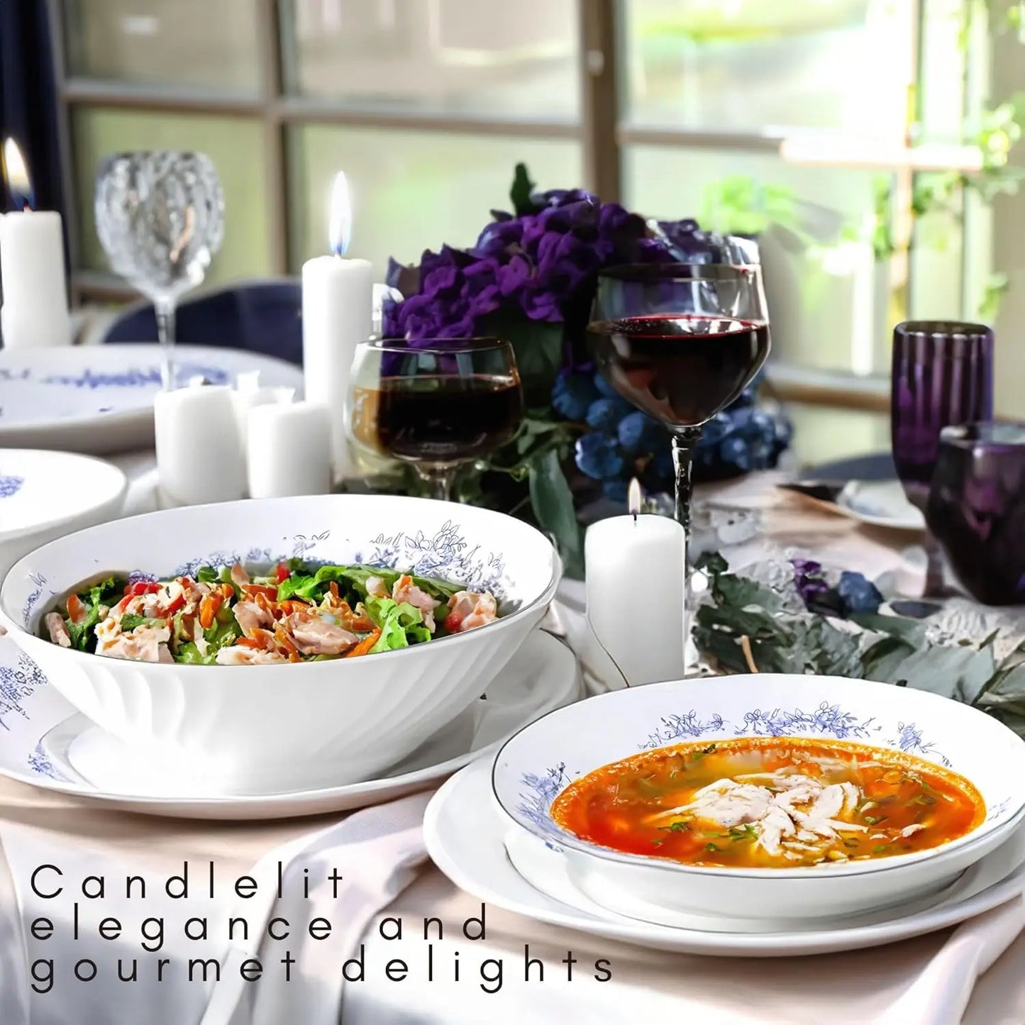 Paradise Royal Floral Dinnerware Set Embossed Swirl Pattern