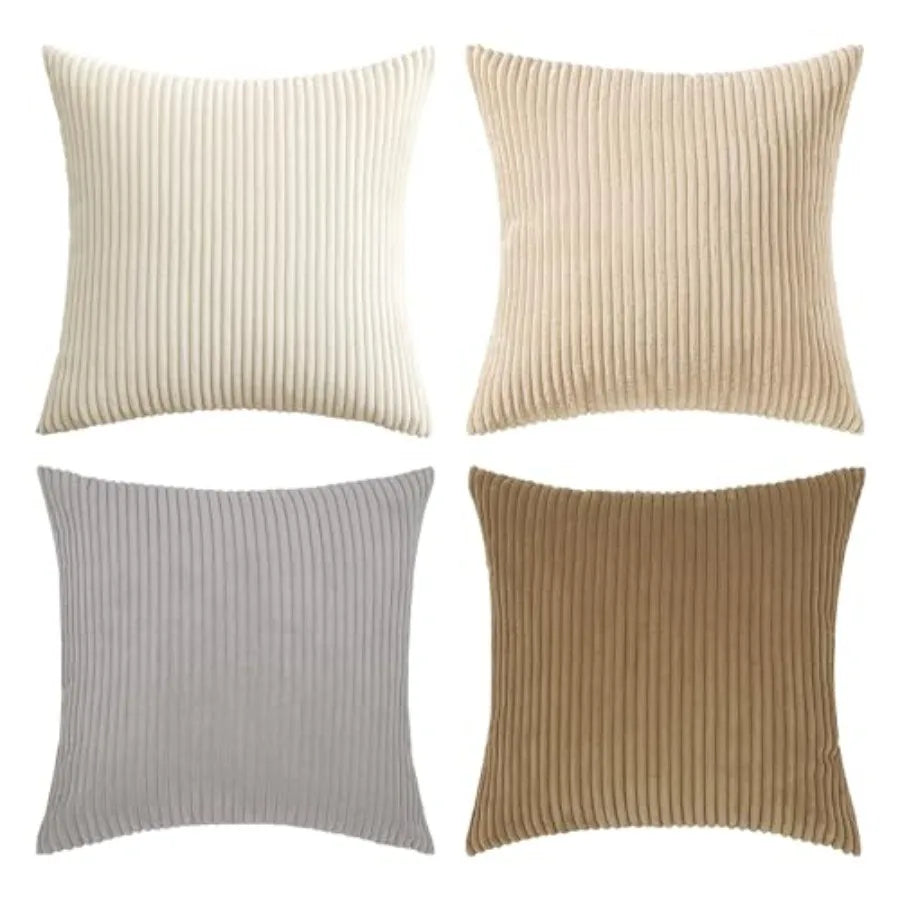 Boho Farmhouse Throw Pillow Cover Set Of 4 Corduroy Cushions
