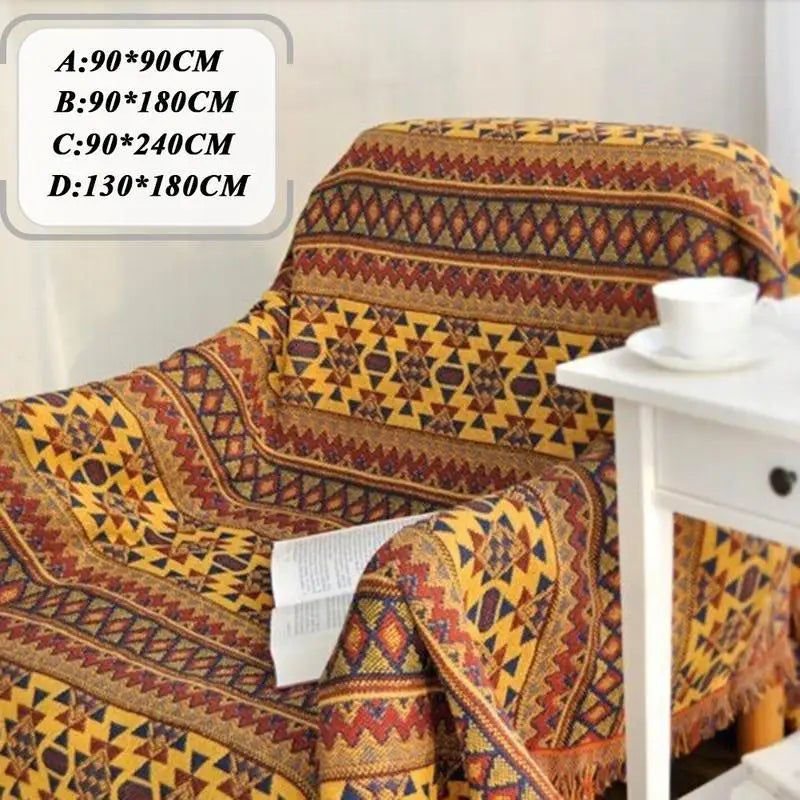 Winter Cotton Woven Knit Blanket For Sofa Bed Boho Style