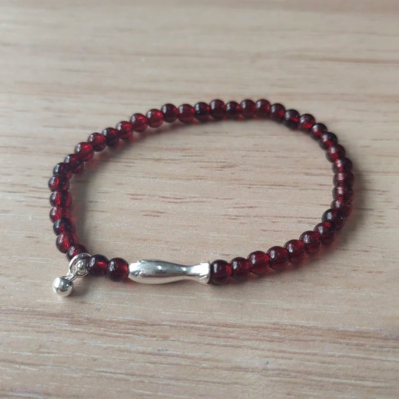 Real 925 Sterling Silver Agate Bead Fish Charm Bracelet
