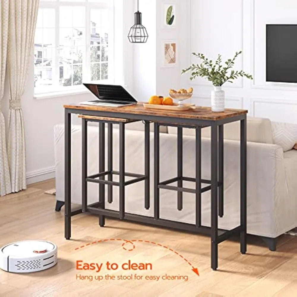 Industrial Bar Table Set With Stools For Small Spaces