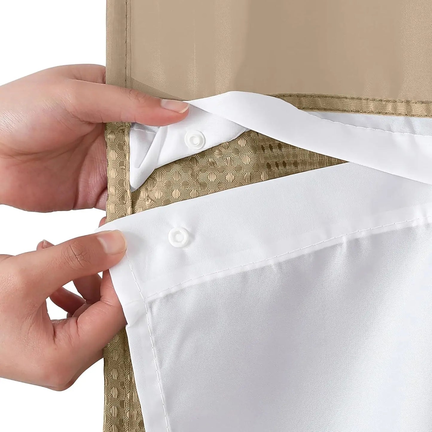 Water Resistant Shower Curtain With Snap In Liner For Bathrooms