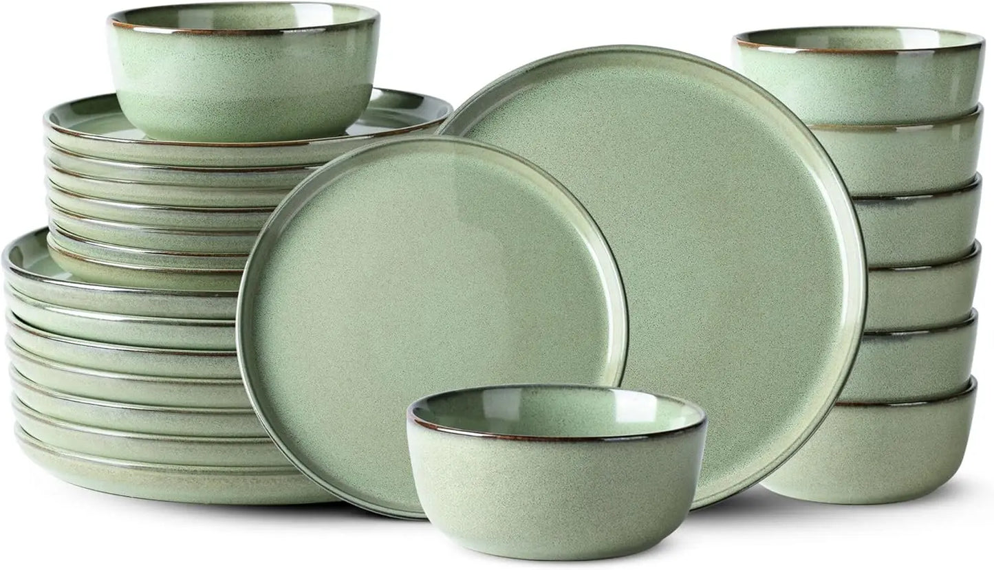 Stoneware Ceramic Dinnerware Set 24 Pieces Dishwasher Safe