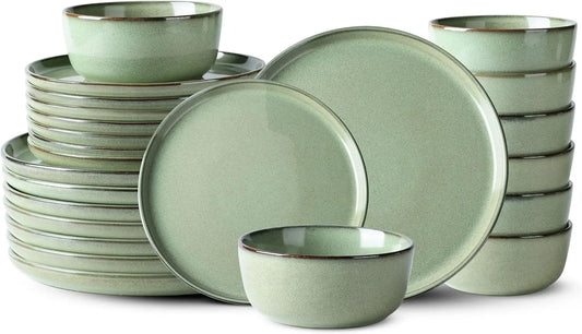 Stoneware Ceramic Dinnerware Set 24 Pieces Dishwasher Safe