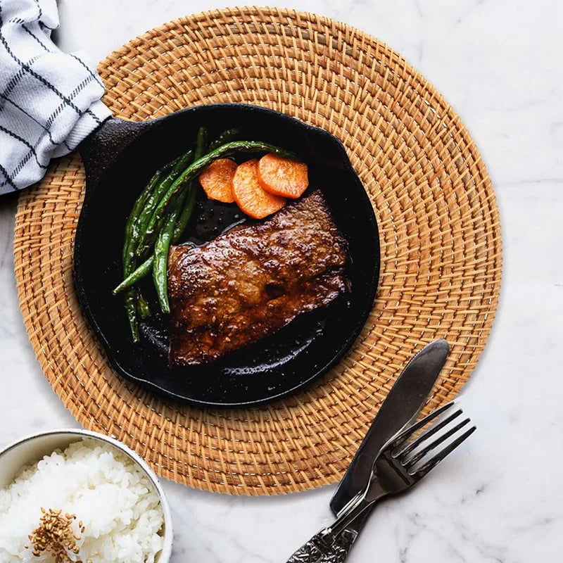 Handwoven Rattan Placemats For Dinner Table Heat Resistant