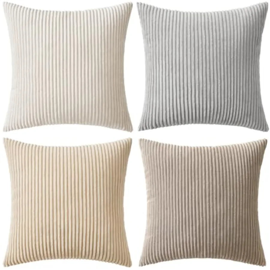 Boho Farmhouse Throw Pillow Cover Set Of 4 Corduroy Cushions