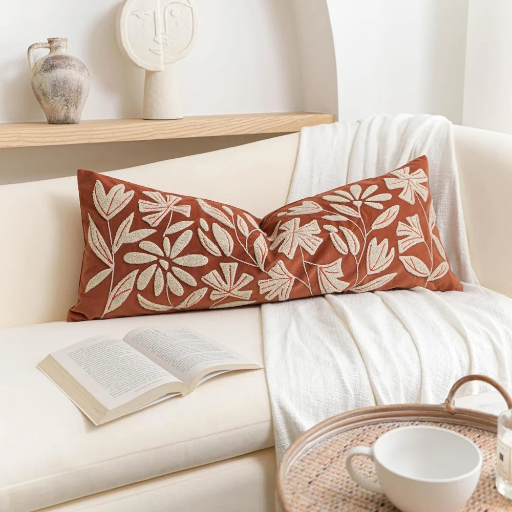 BlissBlush Velvet Fall Throw Pillow Cover Lumbar Farmhouse Decor