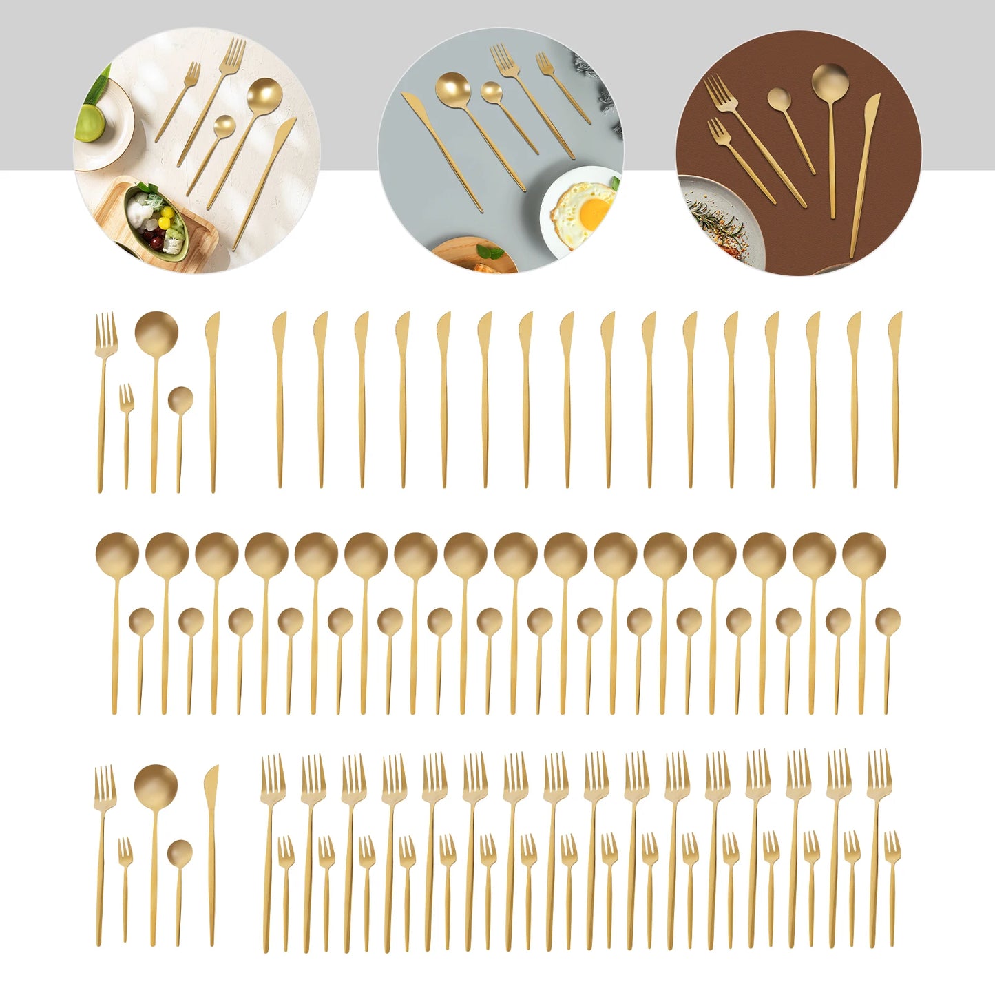 Gold Flatware Set Stainless Steel Utensils for Dining Elegance