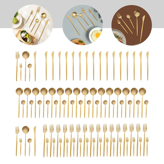 Gold Flatware Set Stainless Steel Utensils for Dining Elegance