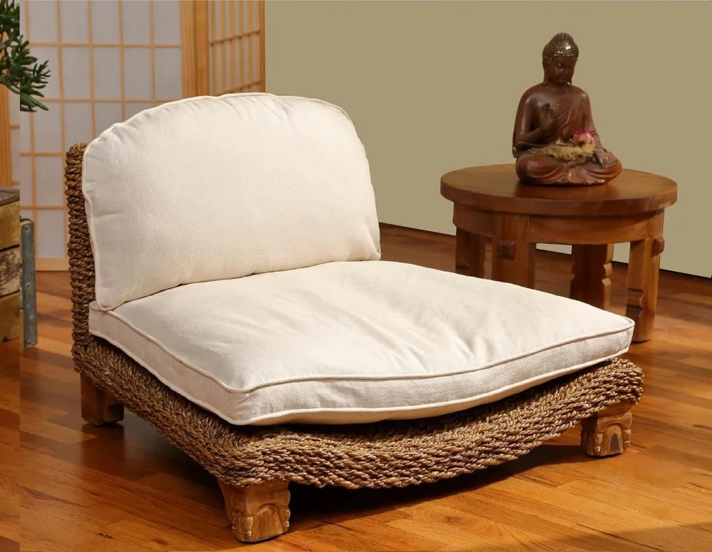 Serenity Meditation Floor Chair Seagrass Mangowood Frame