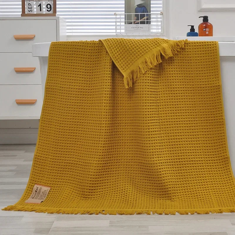 Organic Cotton Waffle Bath Towels For Adults And Guests