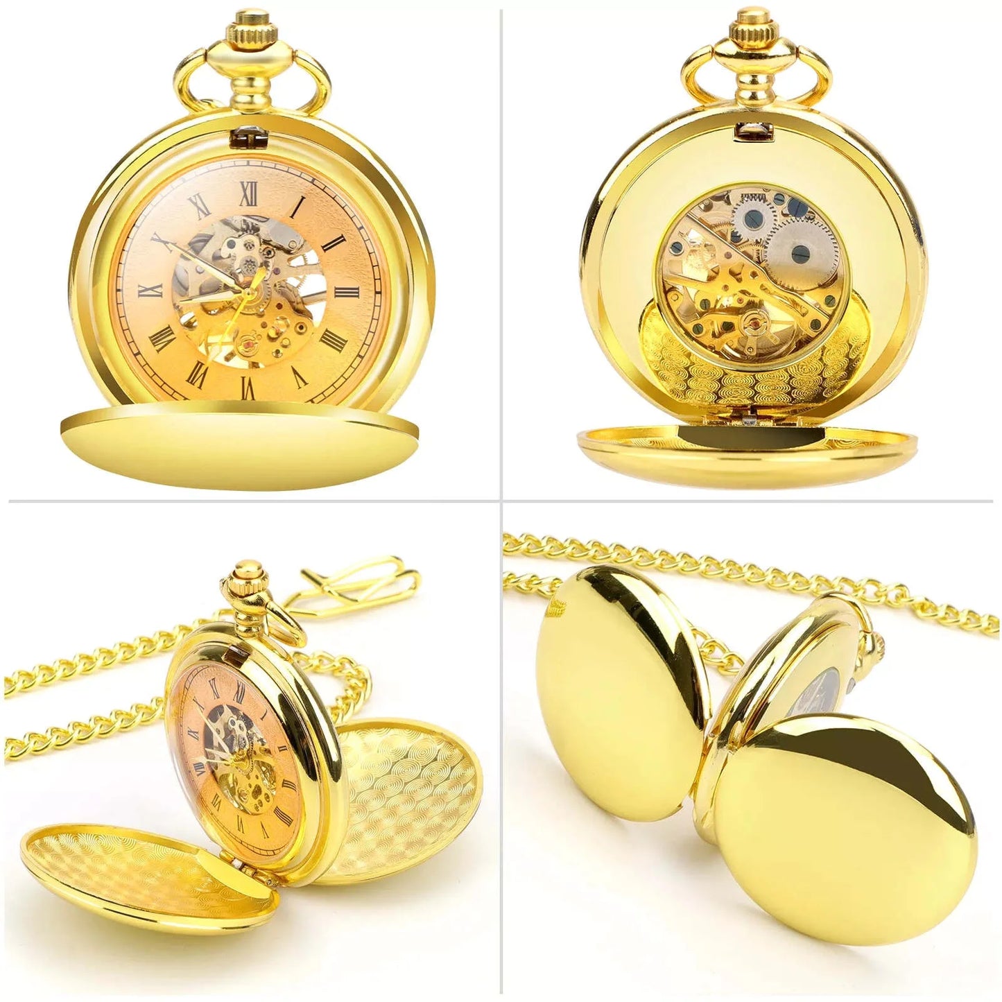 Vintage Mechanical Pocket Watch With Roman Numeral Dial Hand Wind