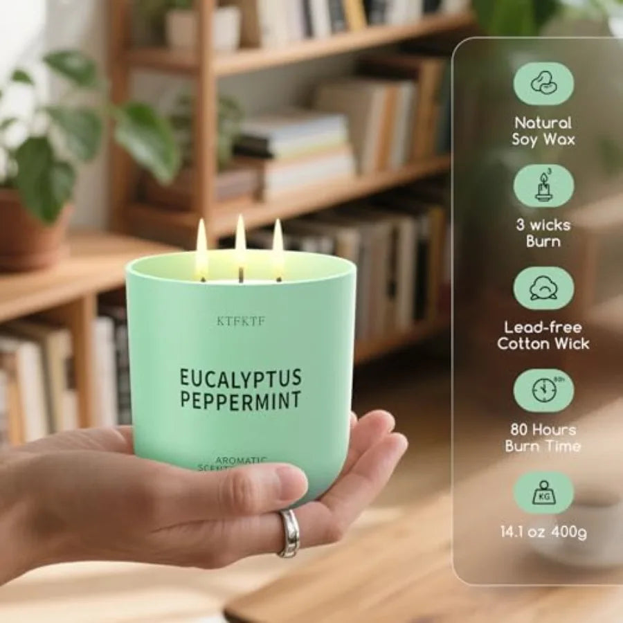 Eucalyptus Peppermint Scented Candle For Home Aromatherapy