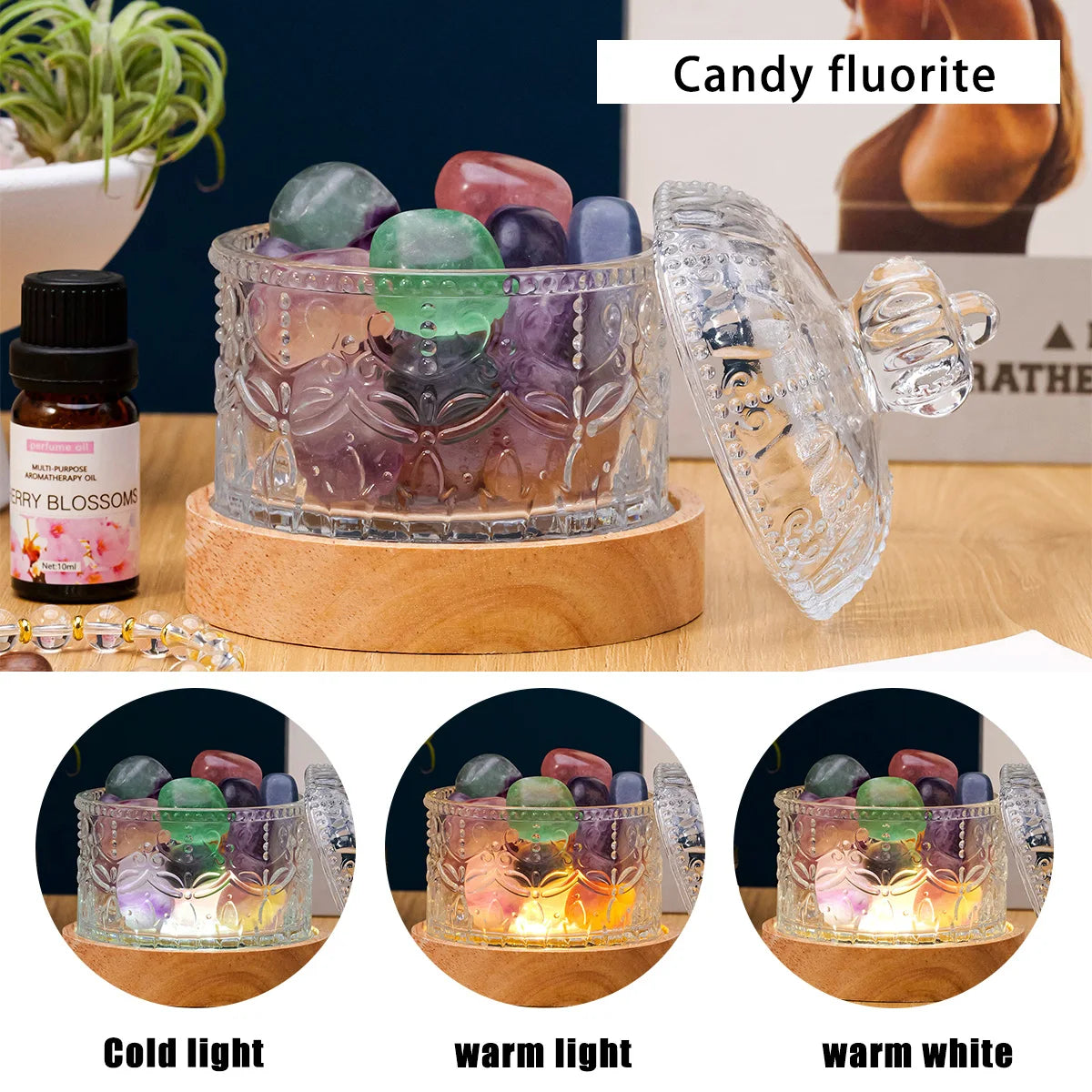 Natural Stone Crystal Set Box Bedside Table Ornaments Gift