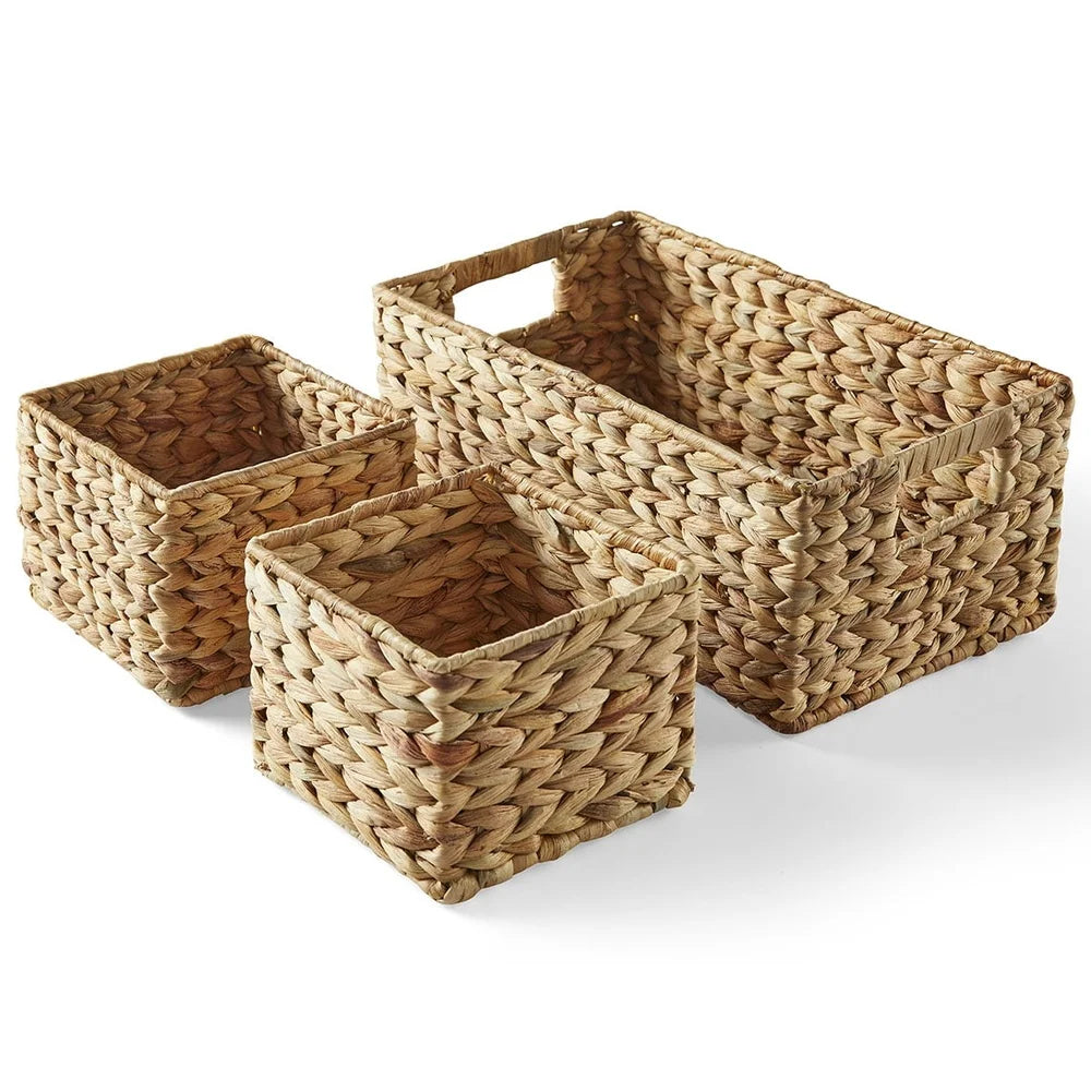 Natural Water Hyacinth Storage Baskets for Home Organization
