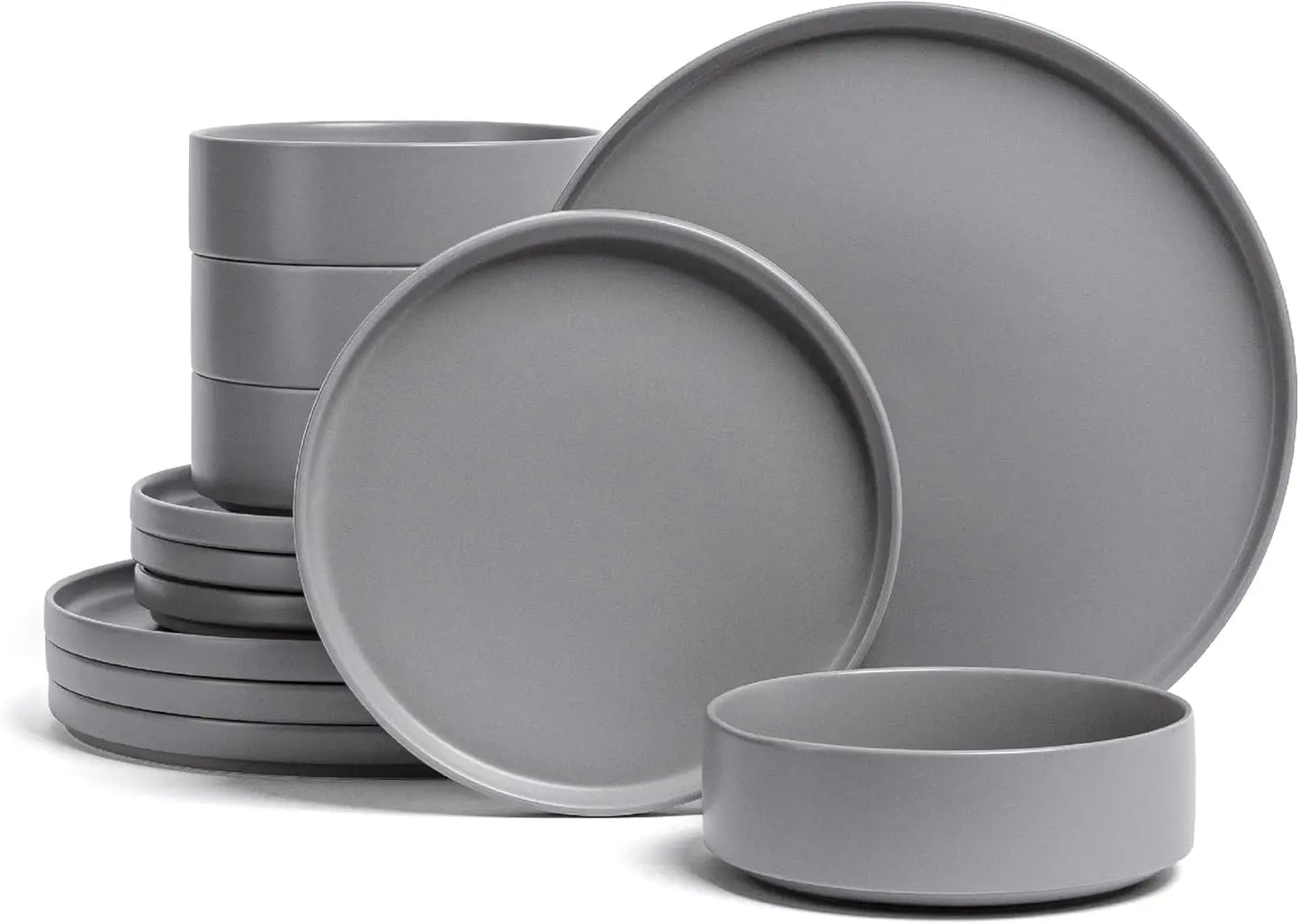Stackable Stoneware Dinnerware Set With Plates And Bowls